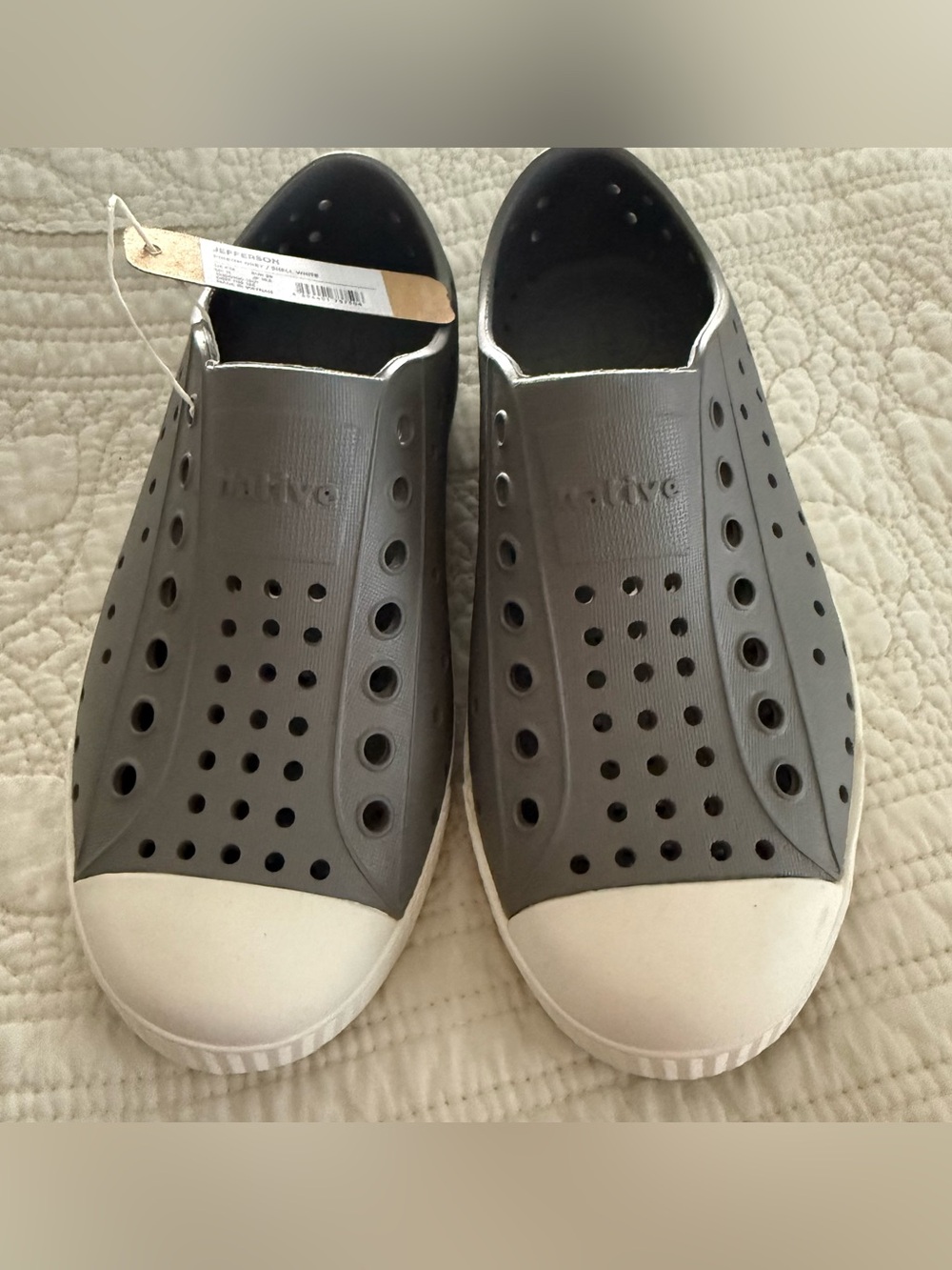 Native Slip-On Loafers in Grey and White preschool size 12